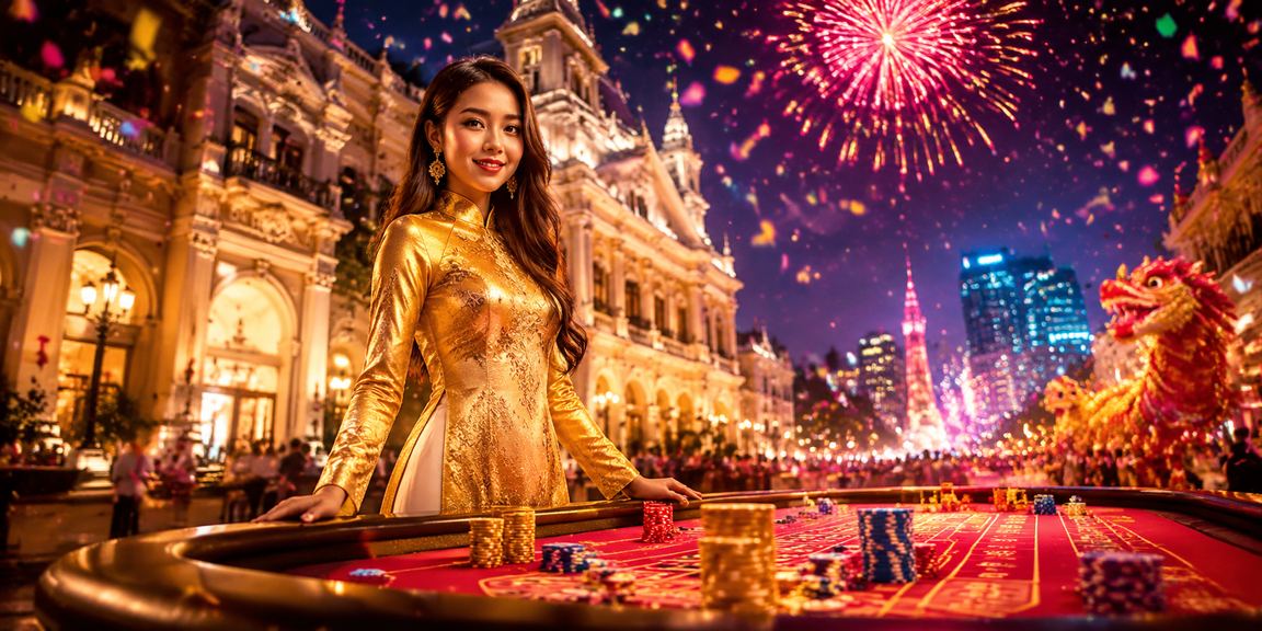 Trò chơi xổ số tại TP Hồ Chí Minh với người mặc áo dài truyền thống rực rỡ