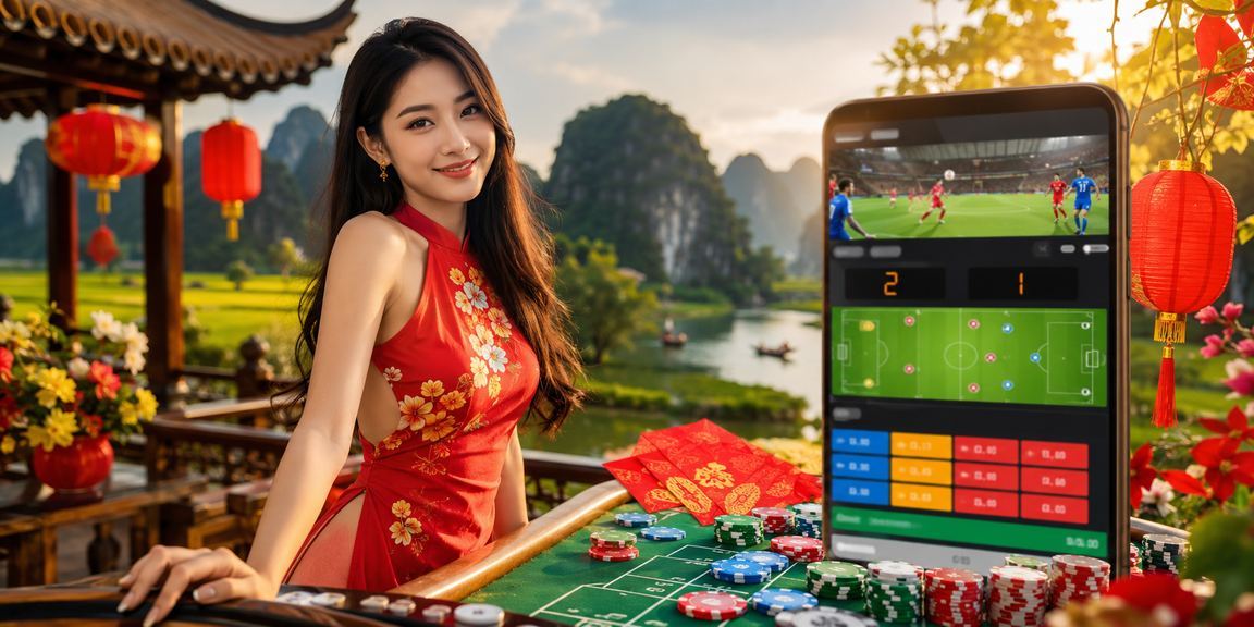Không khí lễ hội cá cược tại Ninh Bình với đèn lồng đỏ rực rỡ